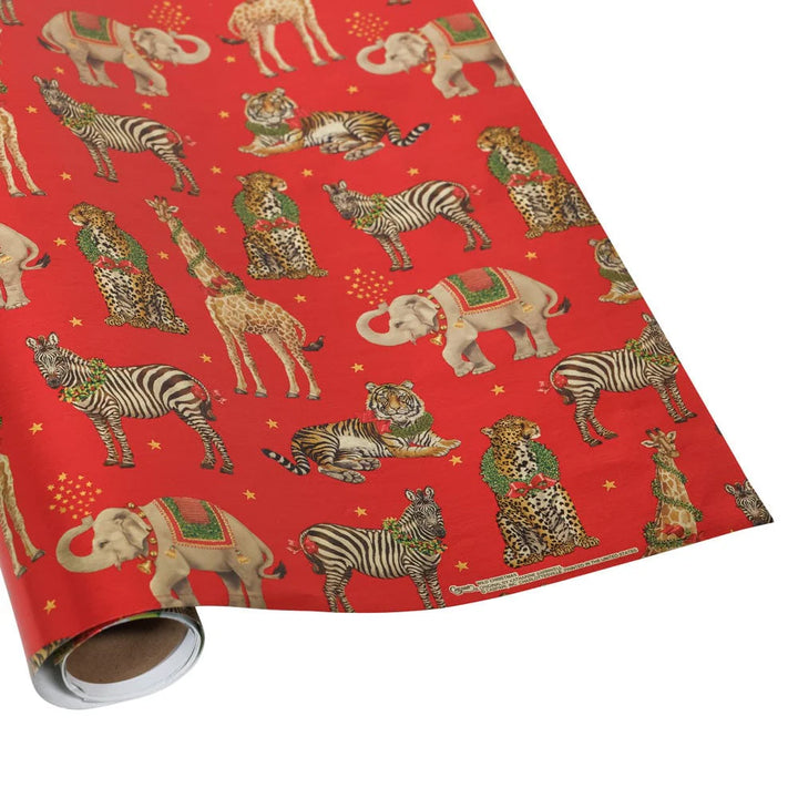 Wild Christmas Red Embossed Foil Gift Wrap