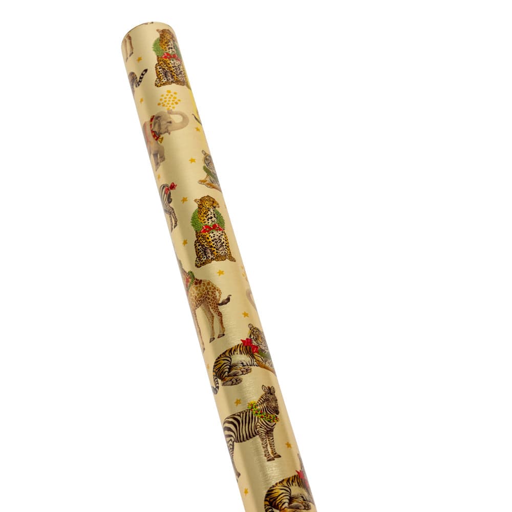 Wild Christmas Gold Foil Embossed Roll Wrap