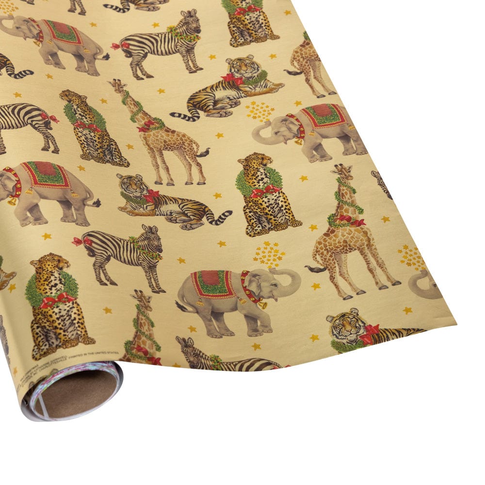 Wild Christmas Gold Foil Embossed Roll Wrap