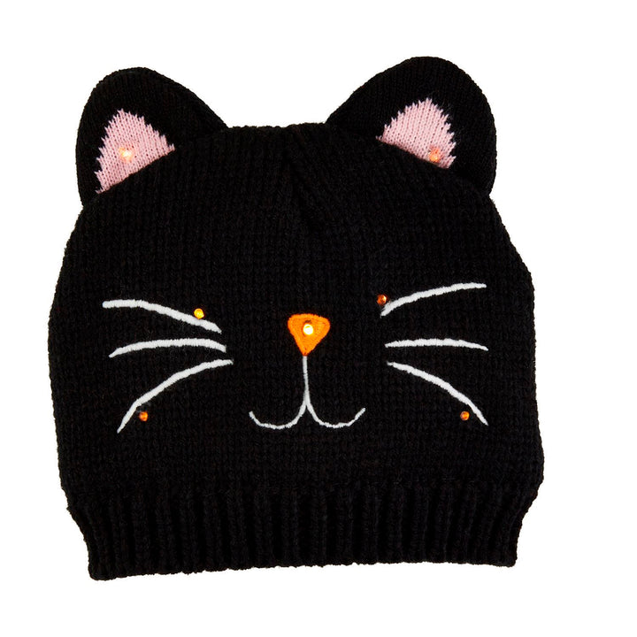 Pumpkin/Black Cat LED Crochet Hat