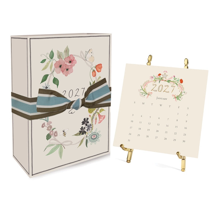 Karen Adams 2027 (12 Month) Calendar With Gold Easel