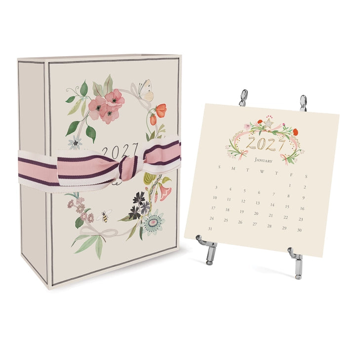Karen Adams 2027 (12 Month) Calendar With Silver Easel