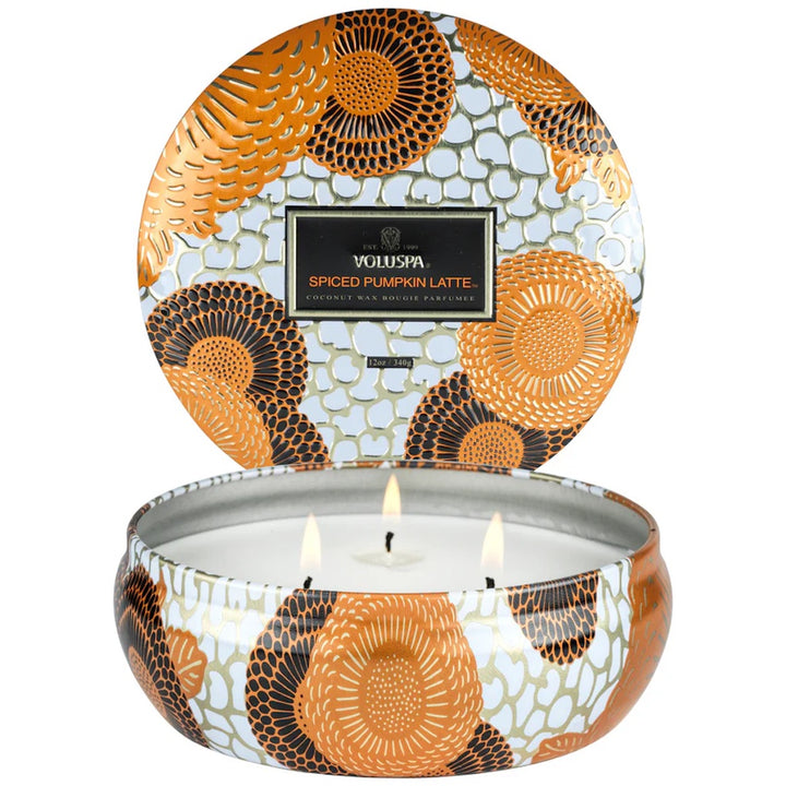 Spiced Pumpkin Latte 3 Wick Tin Candle