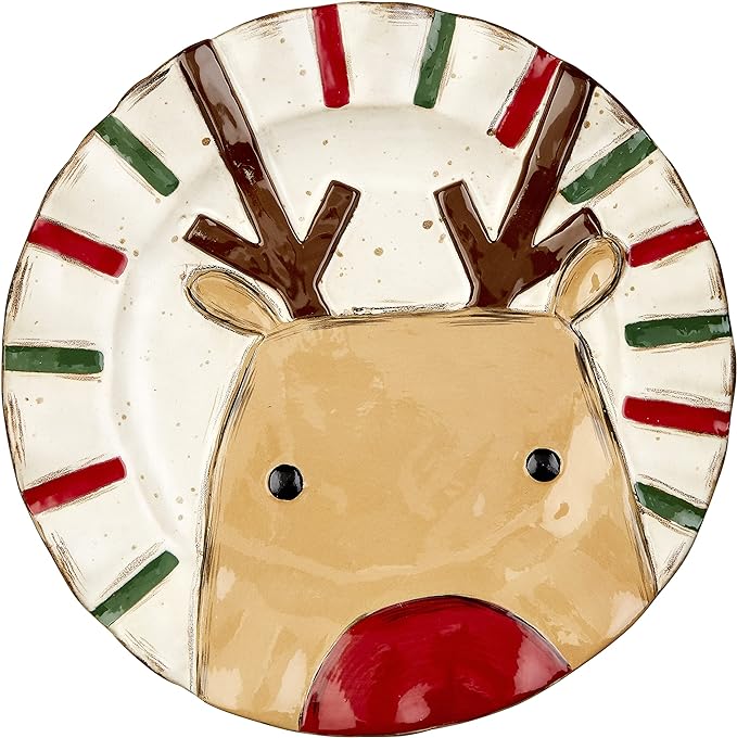 Farmhouse Christmas Salad Plate - Reindeer