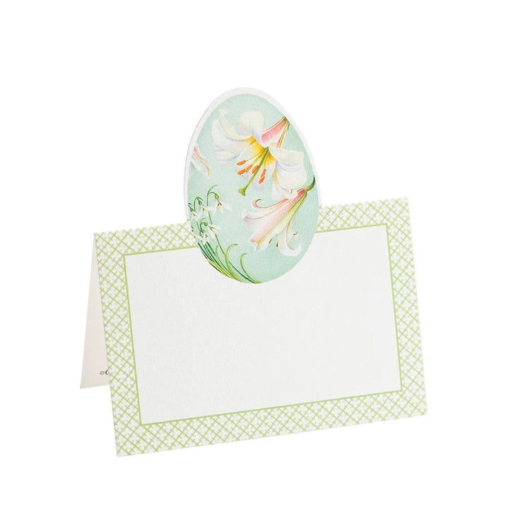 Floral Decorated Eggs Die-Cut Place Cards