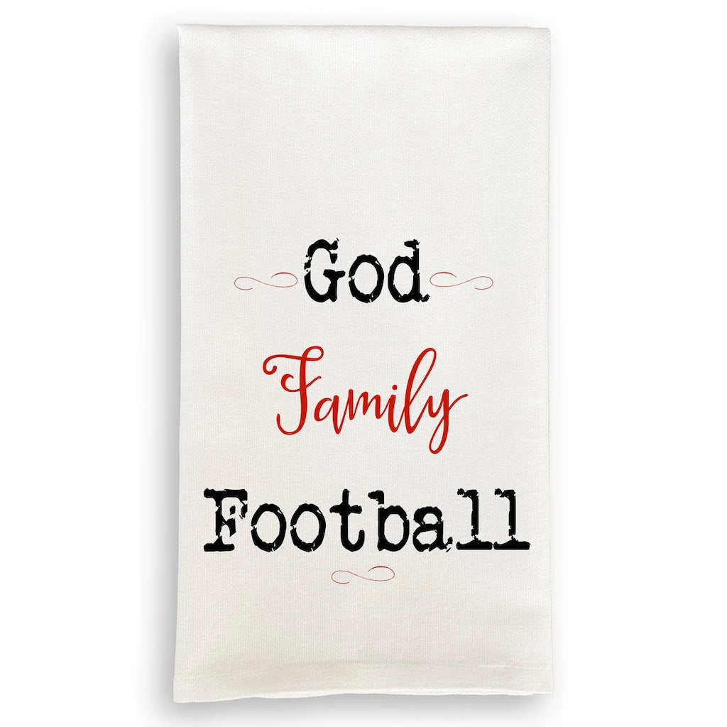 God Family Football in Red Dish Towel