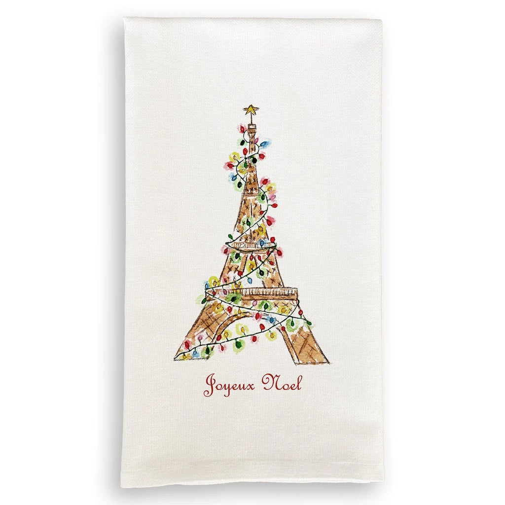 Eiffel Tower with Christmas Lights Dish Towel