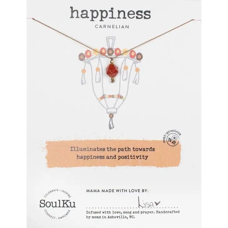 Carnelian Lantern Necklace For Happiness