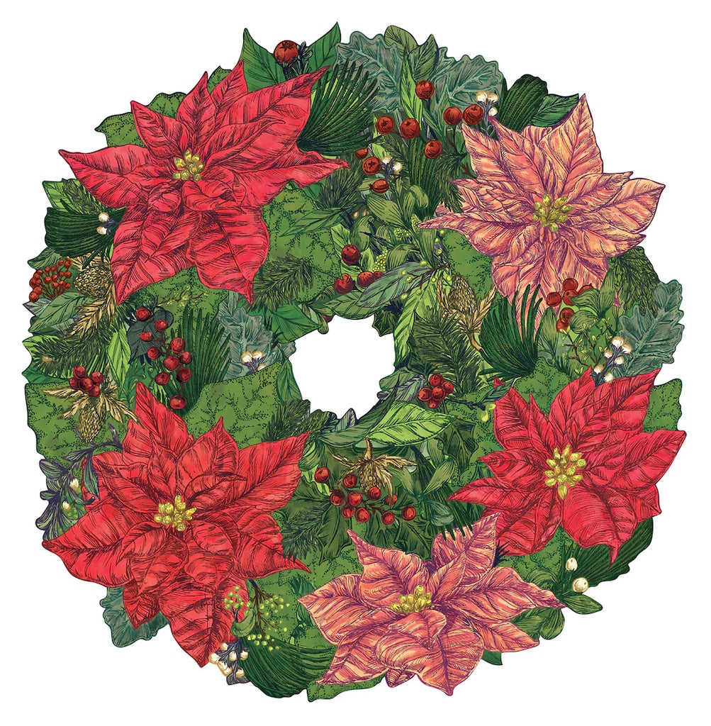 Die Cut Poinsettia Wreath Placemats