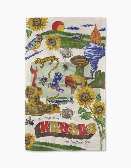 Greetings From Kansas Tea Towel