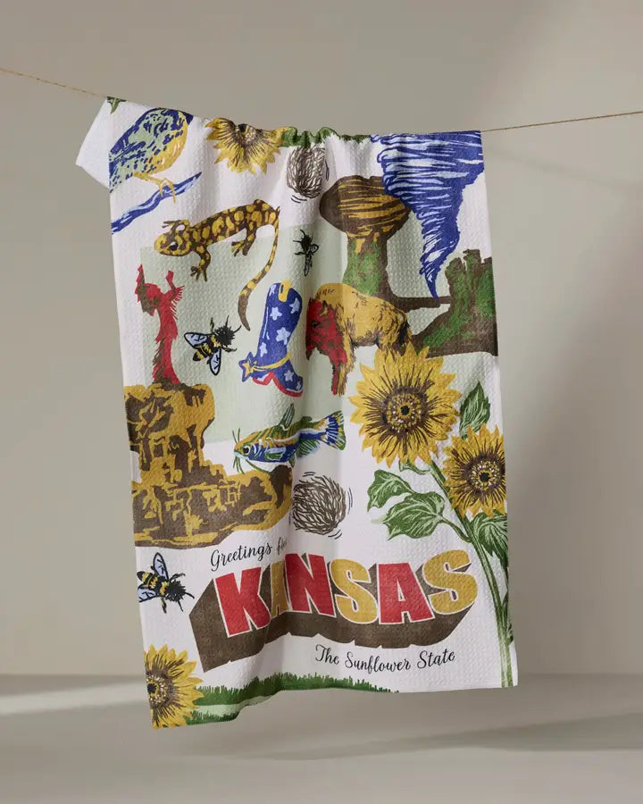 Greetings From Kansas Tea Towel