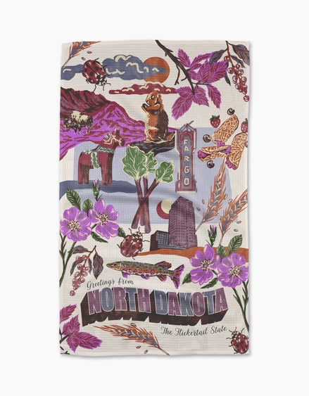 Greetings From North Dakota Tea Towel