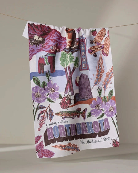 Greetings From North Dakota Tea Towel