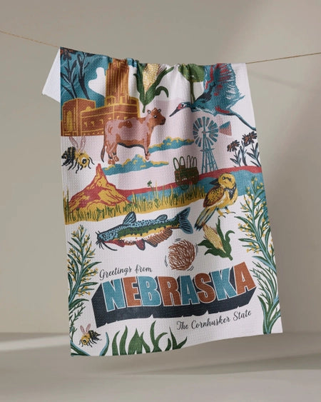 Greetings From Nebraska Tea Towel