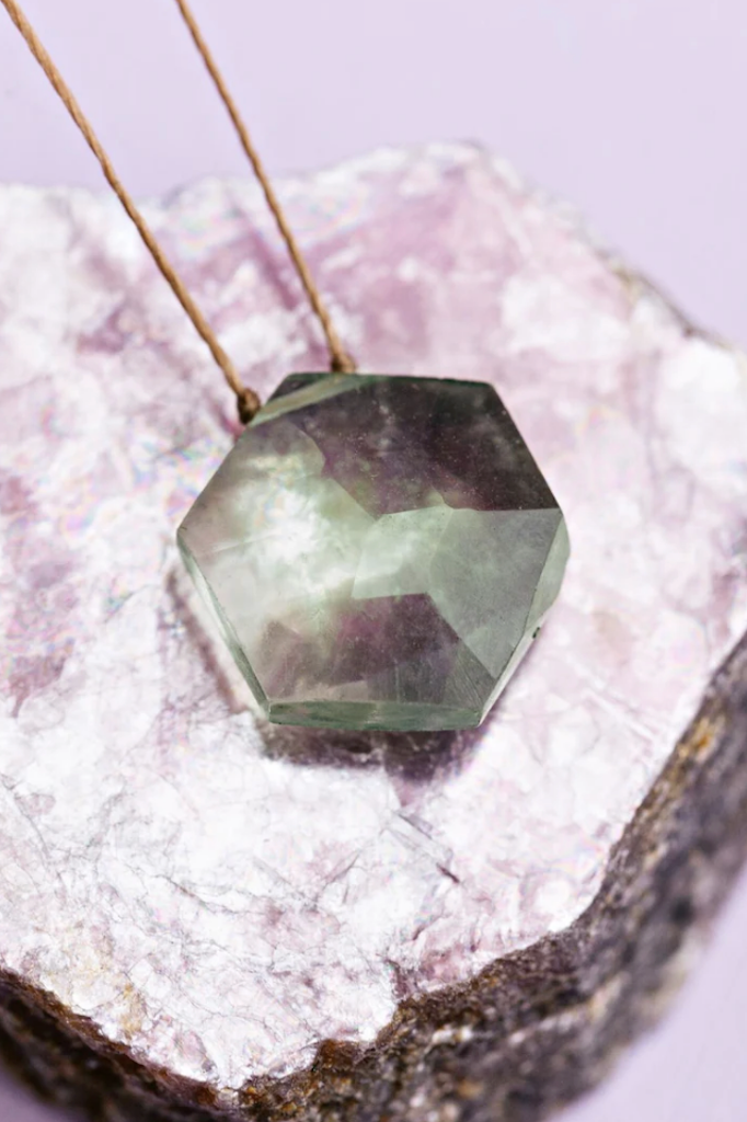 Heart Opener Prasiolite Sacred Geometry Necklace