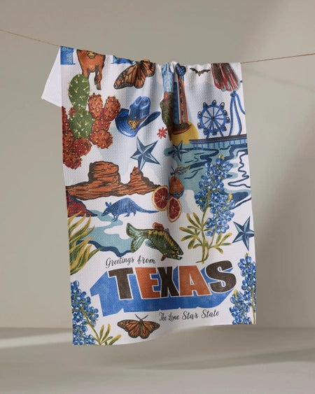 Greetings From Texas Tea Towel