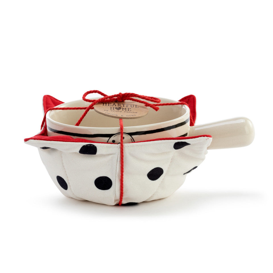 Snowman and Stripes Soup Crock and Bowl Cozy