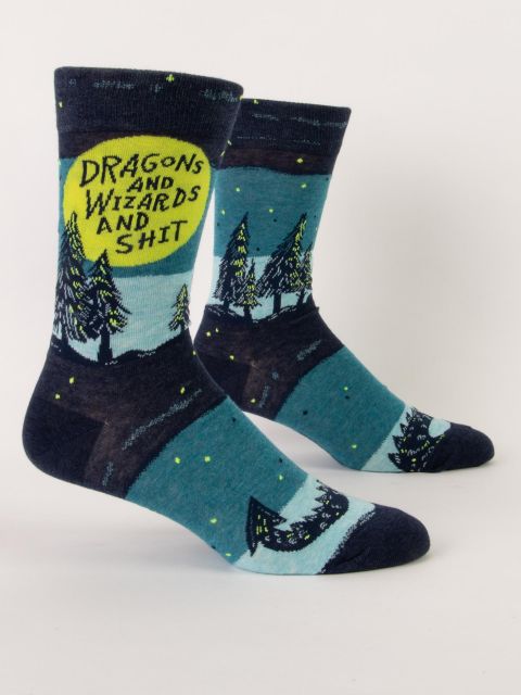 Dragons and Wizards and Shit Mens Crew Socks