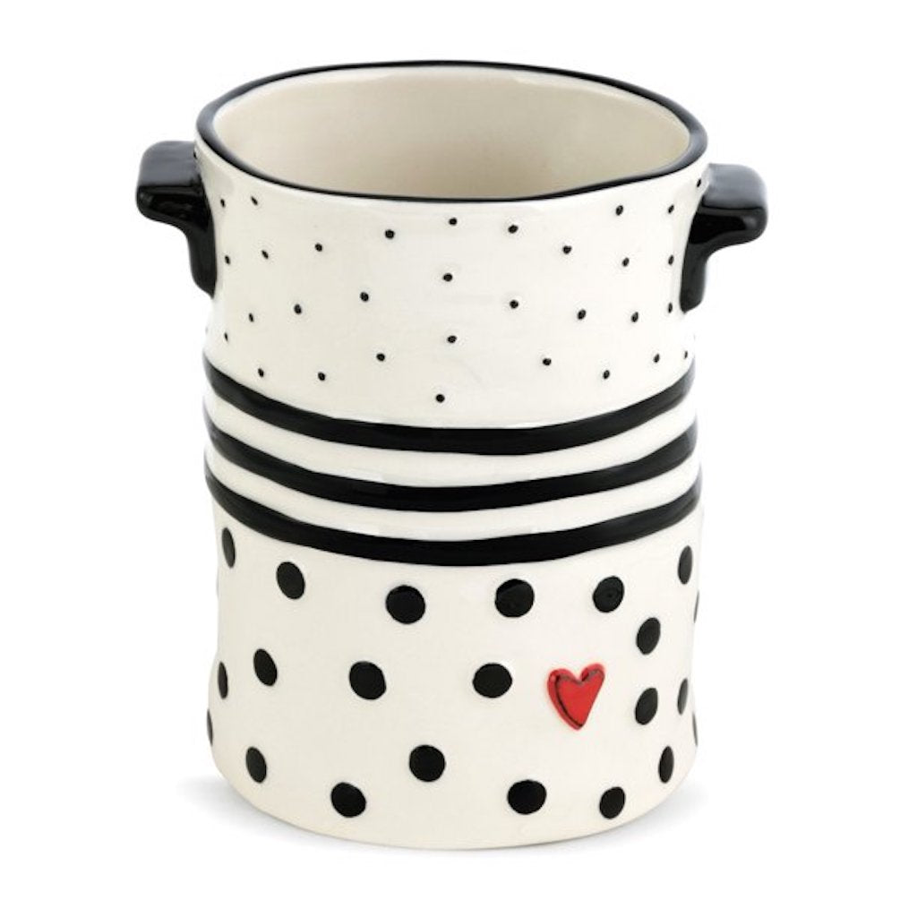 Black Dots and Stripes Crock