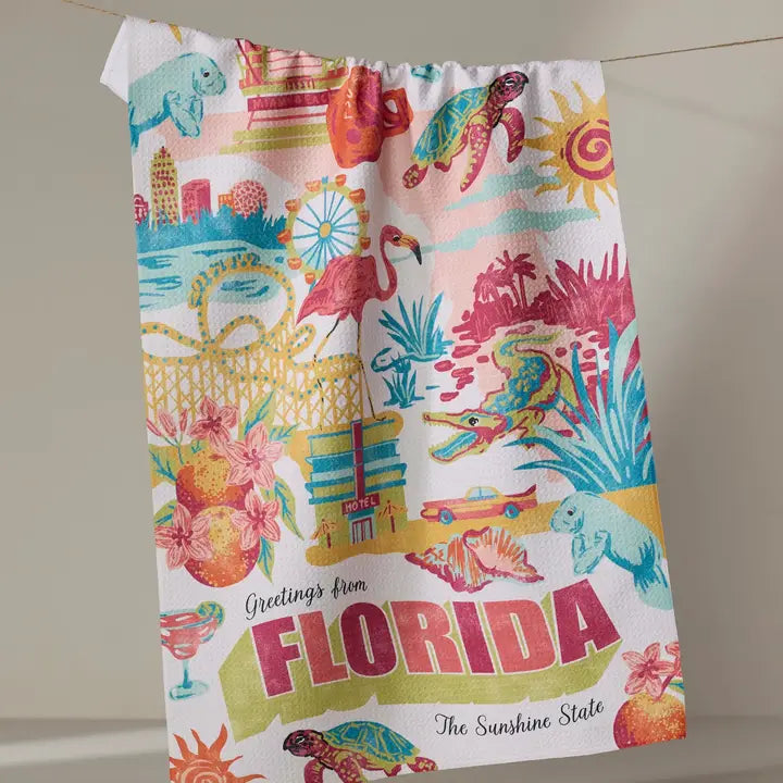 Greetings From Florida Tea Towel