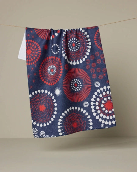 Freedom Sparks Blue Tea Towel