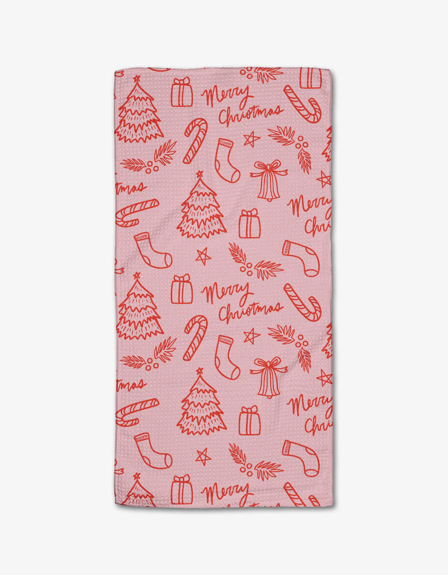 Cheery Pink Christmas Bar Towel