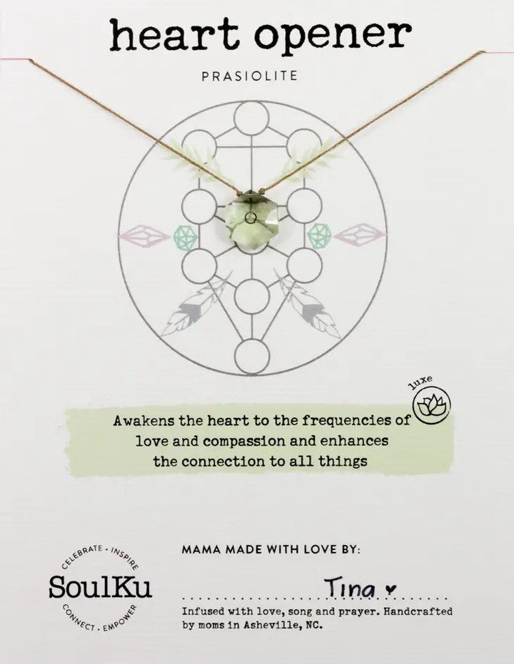 Heart Opener Prasiolite Sacred Geometry Necklace