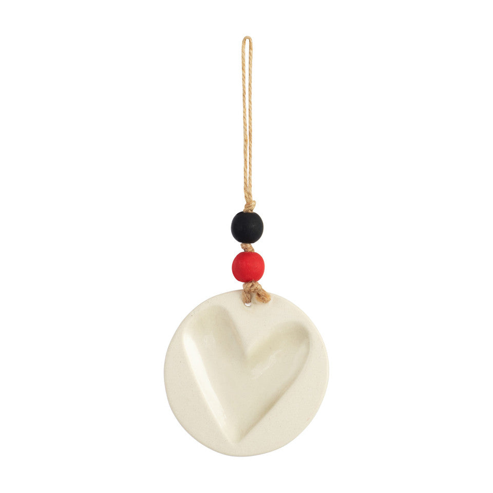 Paw Print Heart Ornament - Red & White