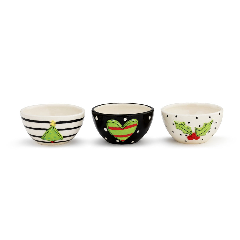 Christmas Pattern Dip Bowls - 3 Assorted