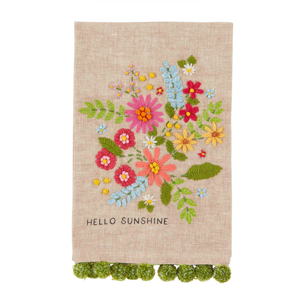Hello Sunshine Floral Pom Towel