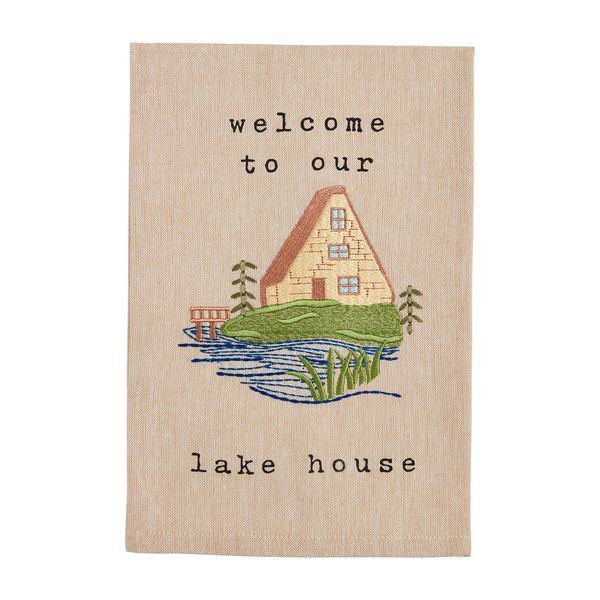 Welcome Embroidery Lake Towel
