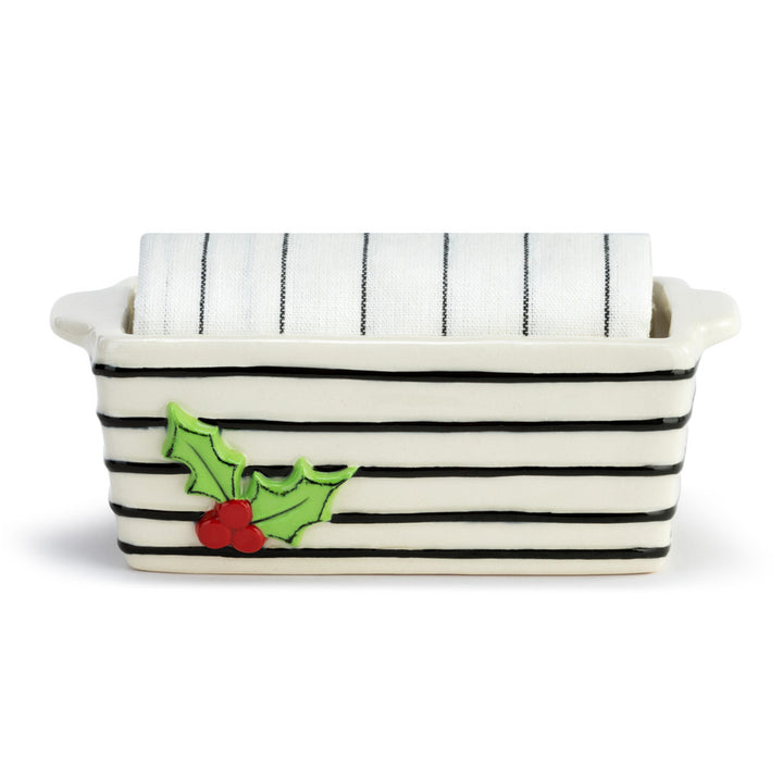 Mini Loaf Pan with Towel Set - Holly Berry