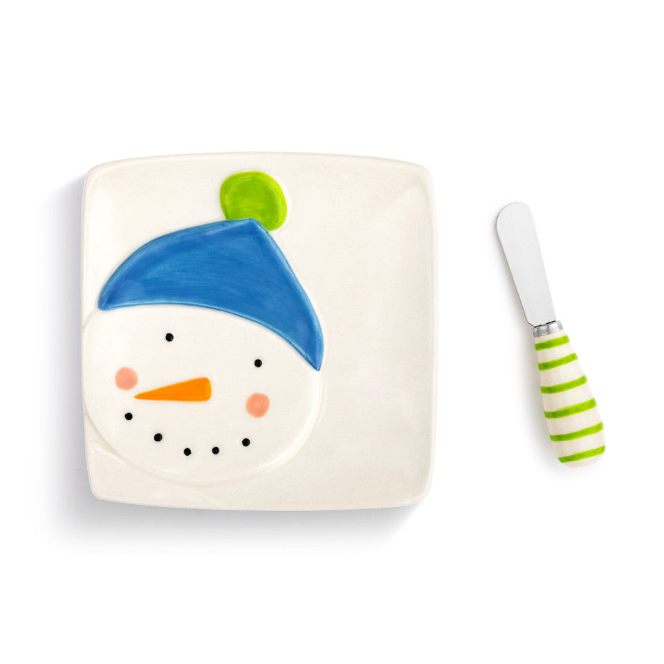 Heartful Snowman Plate with Spreader Set