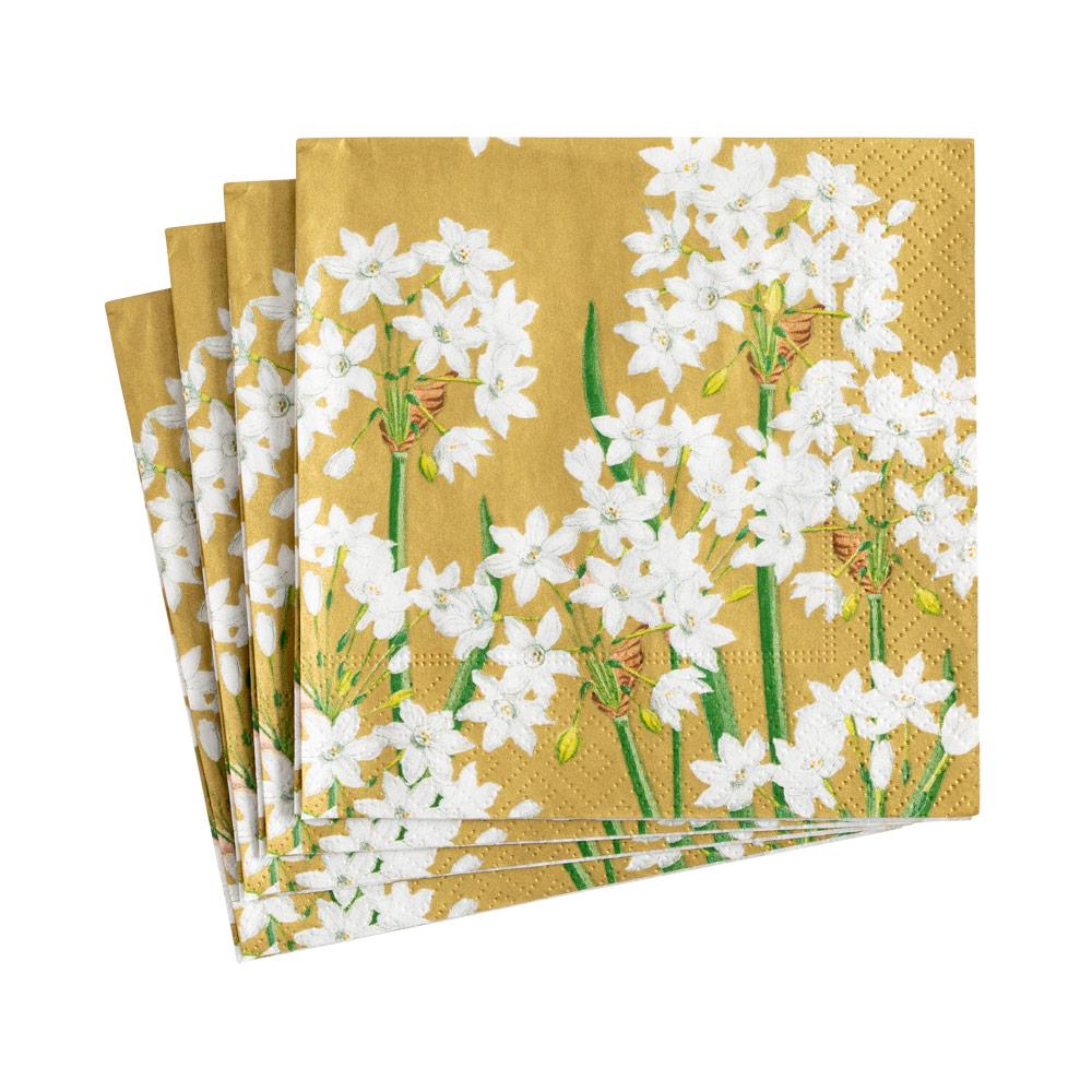 Paperwhites in Gold Boxed Cocktail Napkins
