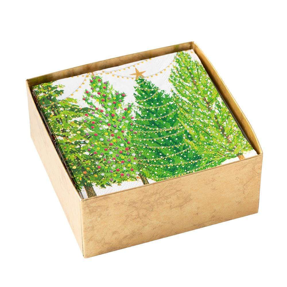 Christmas Trees with Lights Boxed Cocktail Napkins