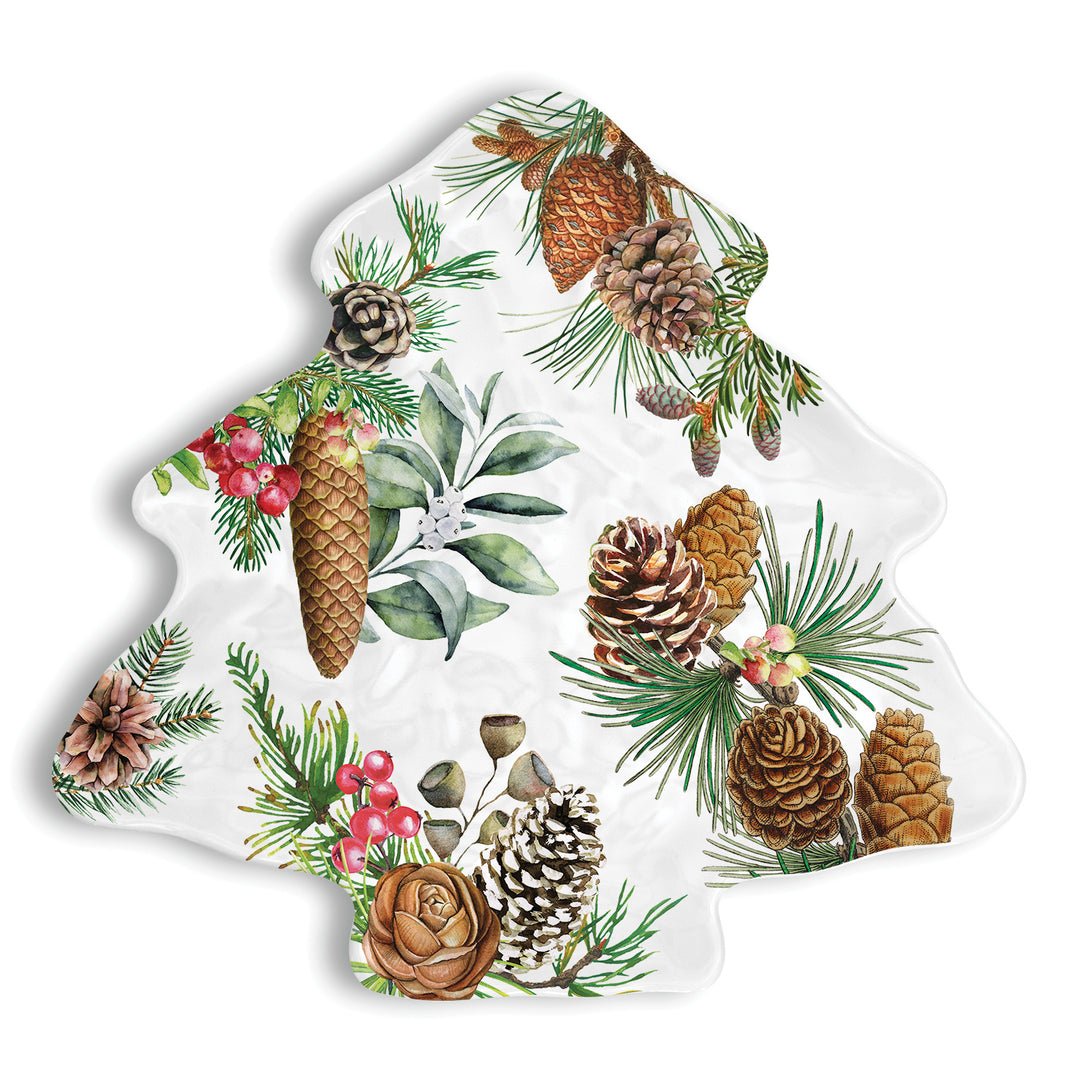 Michel Design Works White Spruce Melamine Serveware Christmas Tree Plate