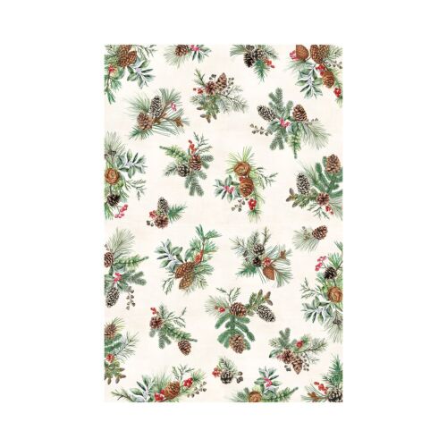 Michel Design White Spruce Cotton Rectangular Tablecloth