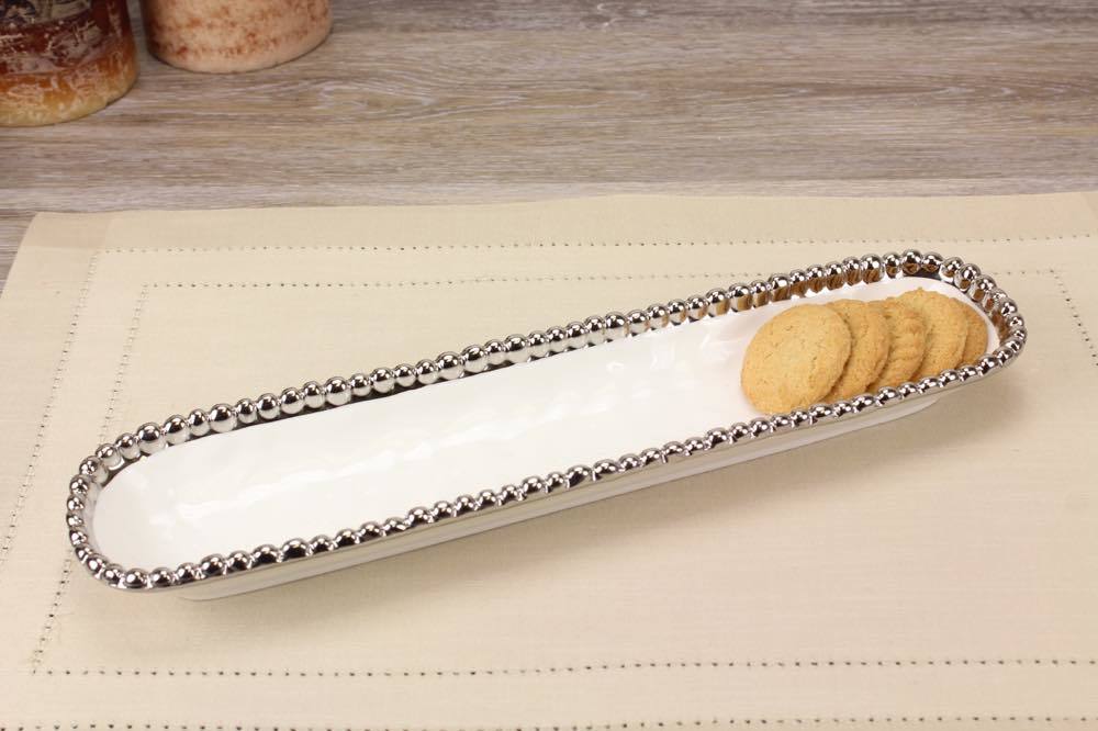 Salerno Oblong Cracker Tray Silver