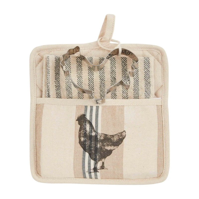 Mud Pie Rooster Pot Holder and Towel - Thumbnail 2