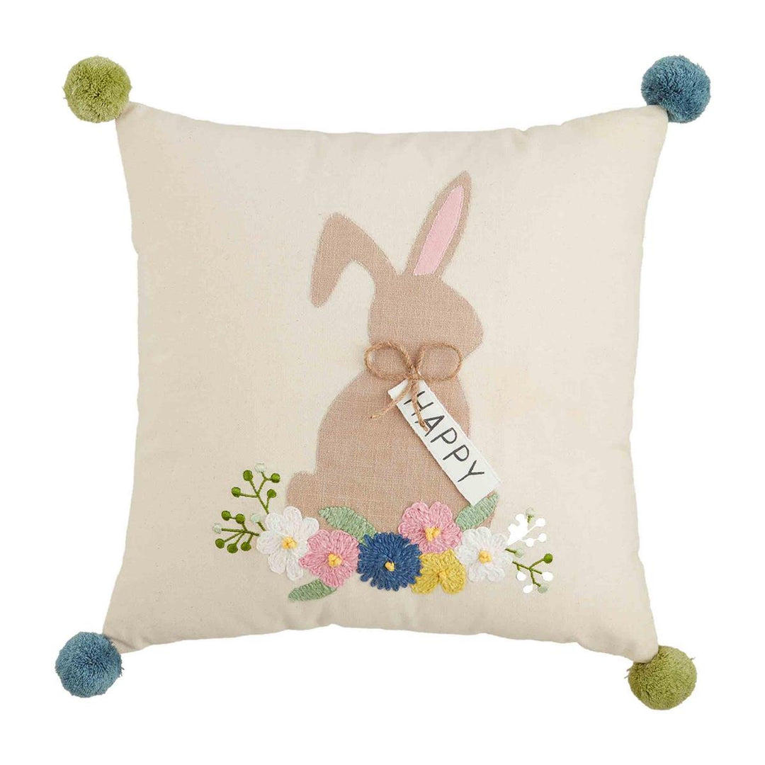 Happy Bunny Embroidered Pillow