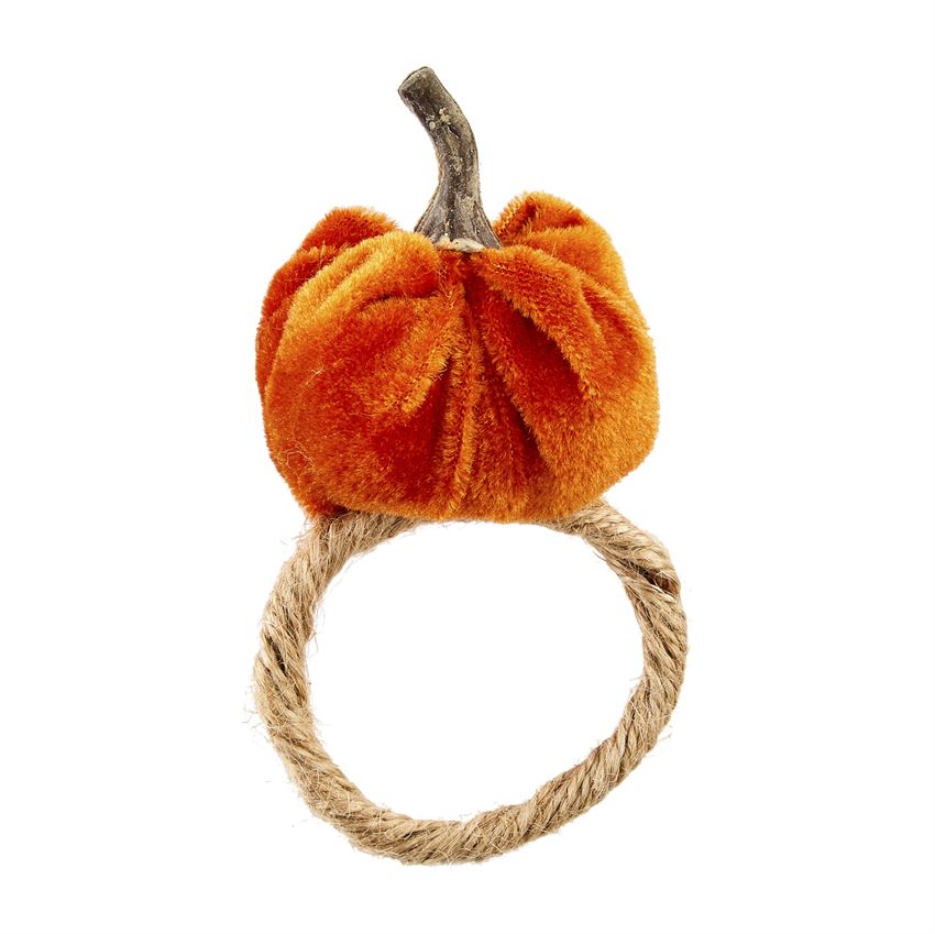 Velvet Pumpkin Napkin Ring Set of 4
