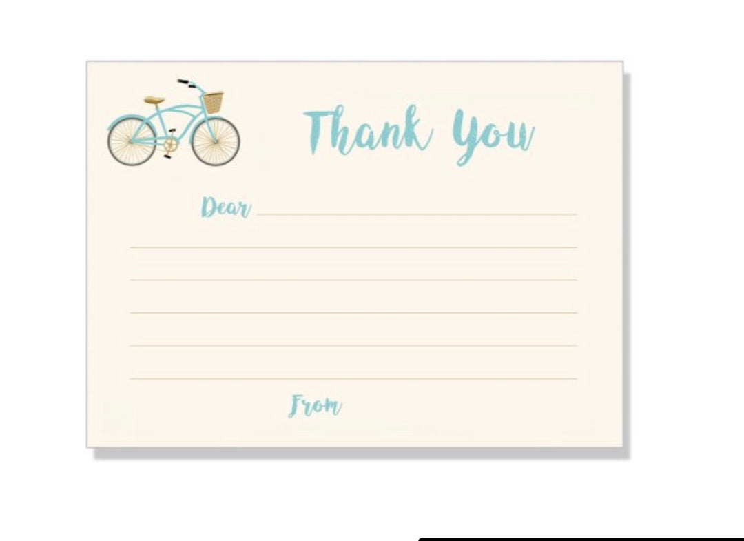 Bicycle Fill-In Thank You Notes