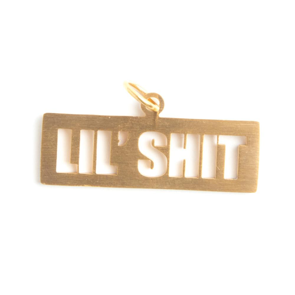 Lil’ Shit Cutout Dog Tag (Gold)