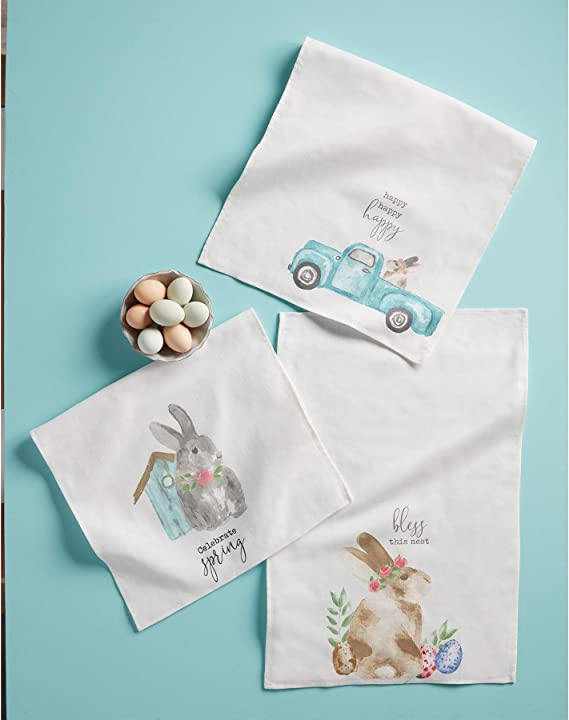 Mud Pie Bunny Flower Patch Towel - Thumbnail 2