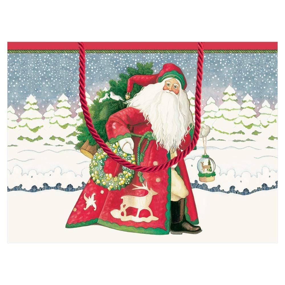 Caspari Snowflake Santa Small Gift Bag