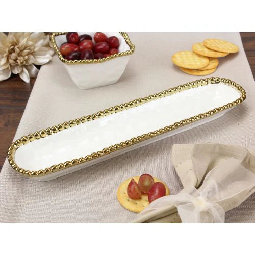 Salerno Oblong Cracker Tray Gold