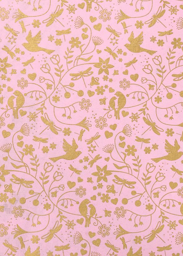 Love Birds Floral Pink Gift Wrap