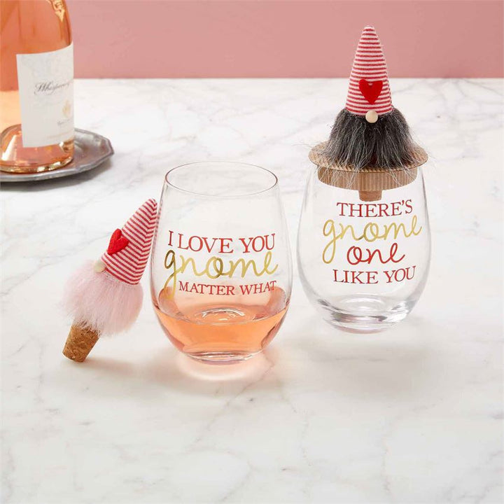 Pink Gnome Wine Glass