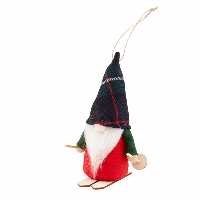 Skiing Gnome Ornament (Green)