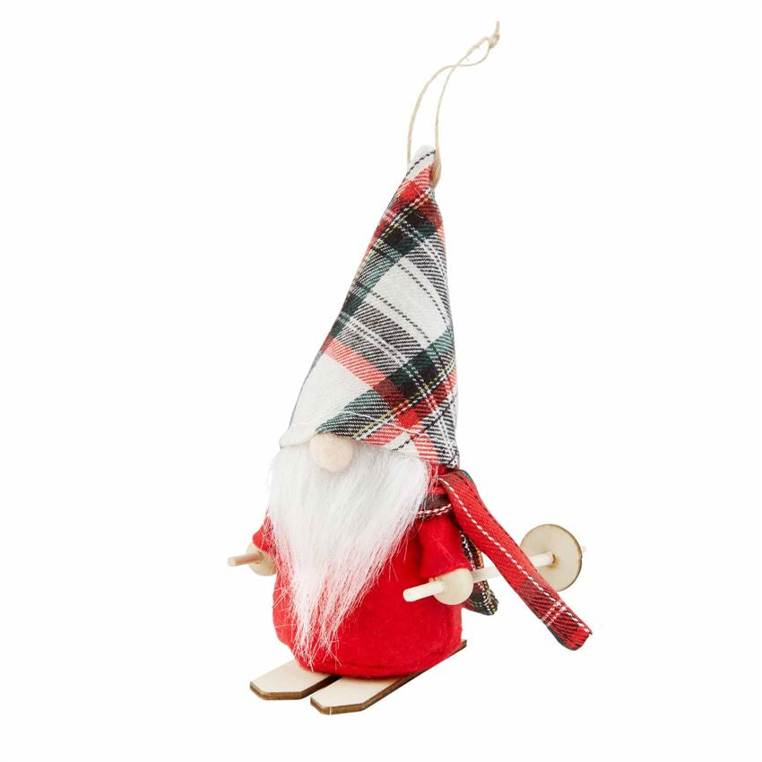 Skiing Gnome Ornament (White)